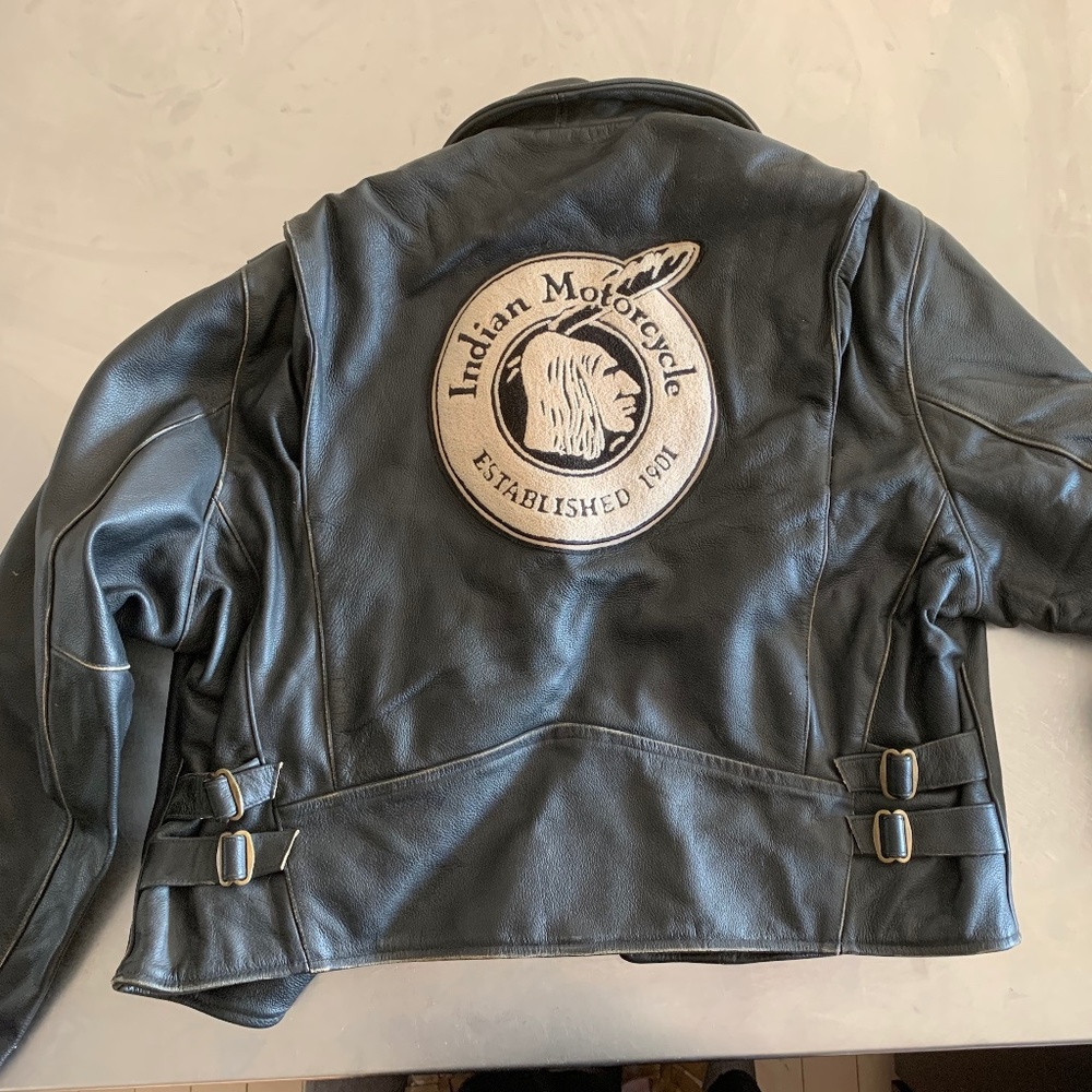 Vintage Black Indian Motorcycle Leather Jacket - Men’s X-Large - Mint Condition